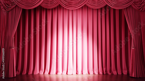 pink stage  with curtains and lighting