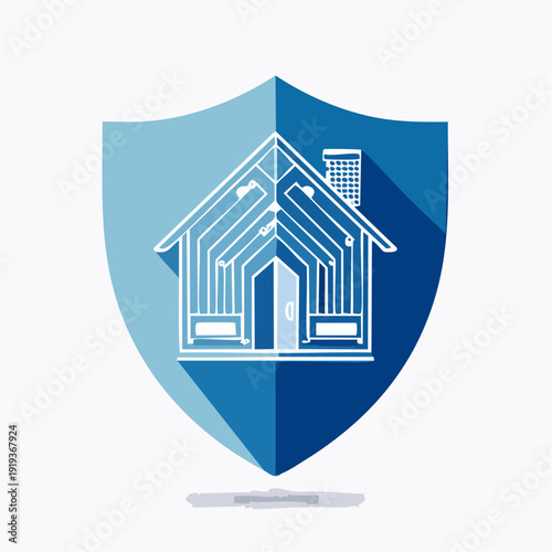 Digital Home Security Protection with Smart Technology Shield Illustration