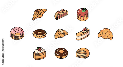Bakery delights assorted pastries illustration