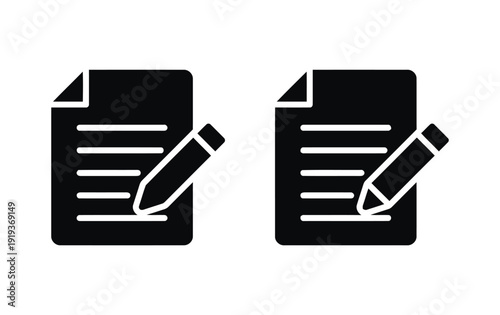 Document icons with pencil, representing writing, notes and editing tasks