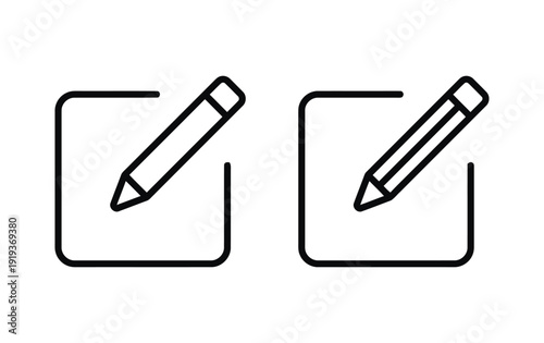 Edit icon set with pencil and paper symbol for content management and writing