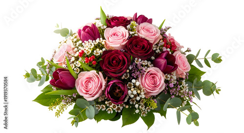 Wallpaper Mural Elegant bouquet of roses and greenery with delicate baby's breath accents Torontodigital.ca