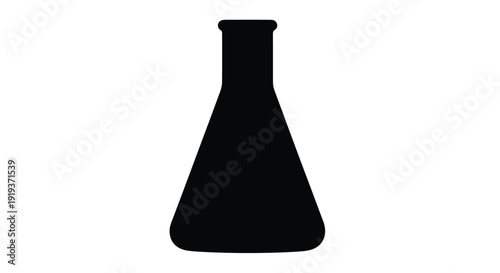 A stark black silhouette of a conical flask laboratory glassware silhouette
