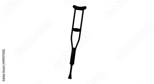 A black crutch shown in a stark flat design silhouette
