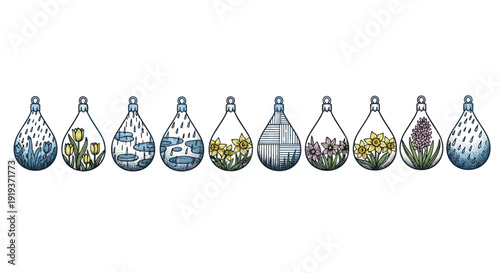 Collection of laboratory glassware with plants and liquids
