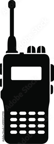 Black walkie talkie icon on a white background simple graphic silhouette