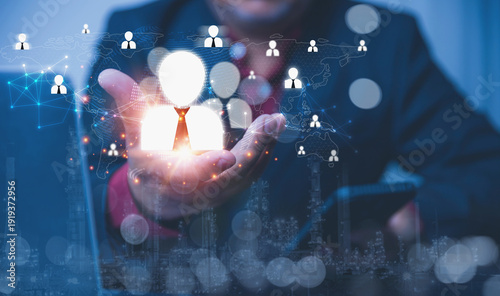 Foto Global Human Resources Management and Digital Workforce Connectivity Concept