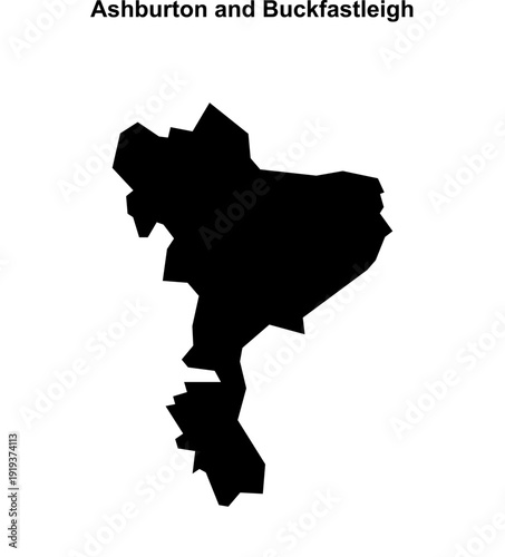 Ashburton and Buckfastleigh (England) blank outline map