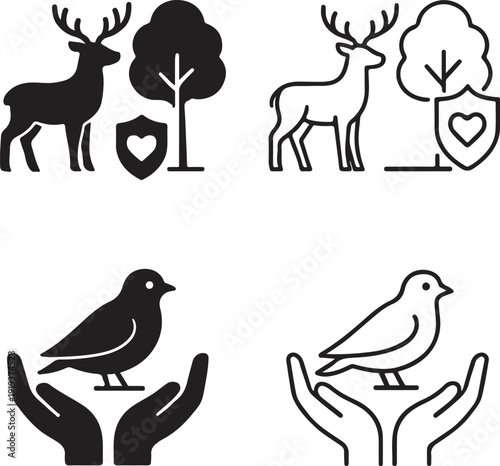 Isolated Wildlife Nature Preservation Design poster, Wildlife Nature Preservation Design illustration, Wildlife Nature Preservation Design graphic, Habitat Protection Awareness Graphic