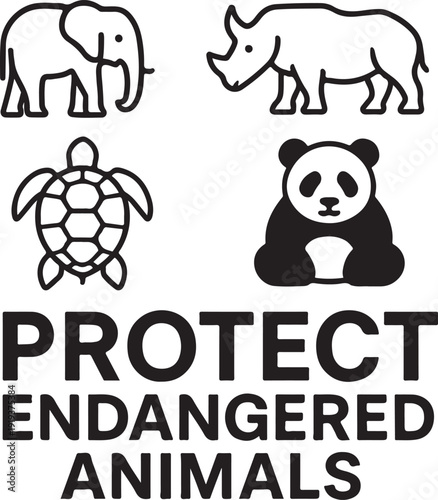 Isolated Protect Endangered Animals Poster illustration, Protect Endangered Animals Poster design, Protect Endangered Animals Poster graphic, Wildlife Protection Campaign Graphic