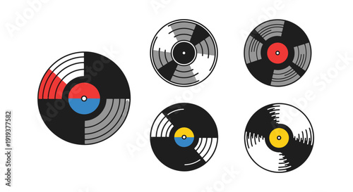 Vinyl Record Line bold creative color illustration