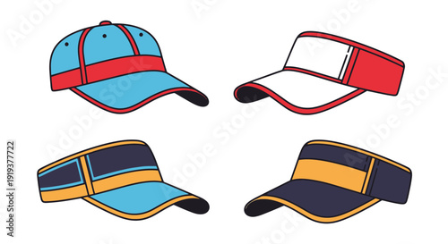 Visor Cap Line art clean vibrant tone illustration