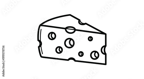 Minimalist black outline of a triangular piece of Swiss cheese with characteristic holes for a food-themed icon or logo.