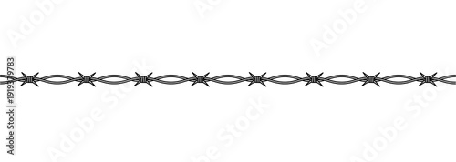 Seamless Barbed Wire Border Horizontal Rustic Fence Divider Isolated on Transparent Background PNG