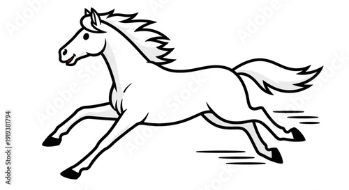 black outline silhouette horse vector illustration running. illustration with vector style