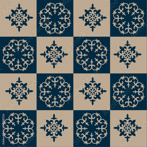 Motif of Kazakh, Kyrgyz, Uzbek. Seamless pattern. Turkic ornament. Stylized nomadic ornaments. Islam, Arabic, ottoman motif. For ceramic, textile, print design, embroidery, sandblaster. 