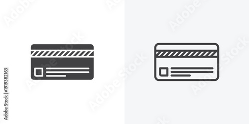 ATM card icon vector sign symbol isolated on white. Stroke and clipart style