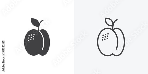 Apricot icon vector sign symbol isolated on white. Stroke and clipart style