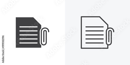 Attach document icon vector sign symbol isolated on white. Stroke and clipart style