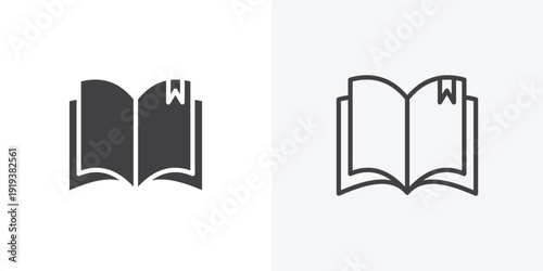 Book icon vector sign symbol isolated on white. Stroke and clipart style