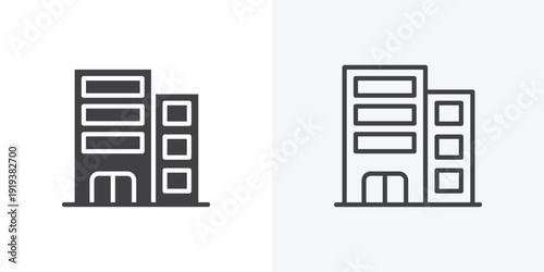 Building icon vector sign symbol isolated on white. Stroke and clipart style