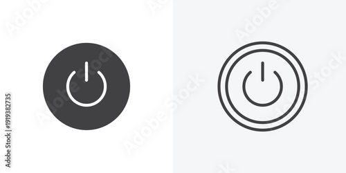 Button on off icon vector sign symbol isolated on white. Stroke and clipart style