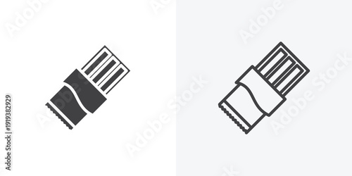 Chocolate icon vector sign symbol isolated on white. Stroke and clipart style