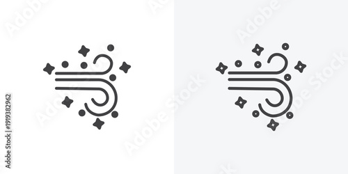 Clean Air icon vector sign symbol isolated on white. Stroke and clipart style