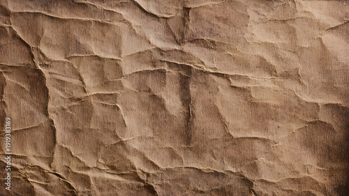 Old dark brown vintage crumpled paper texture background. Bad condition abstract grunge old paper texture.