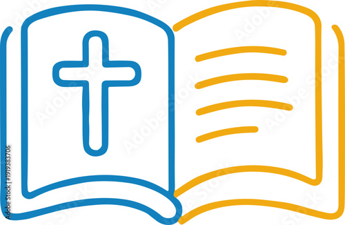 Open Bible With Cross Icon