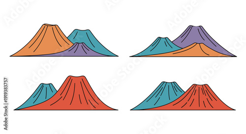 Volcanic Hills Line abstract color composition illustration