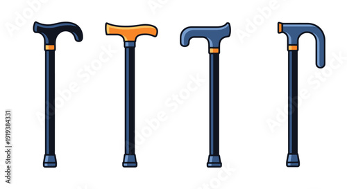 Walking Cane Line soft colorful abstract illustration