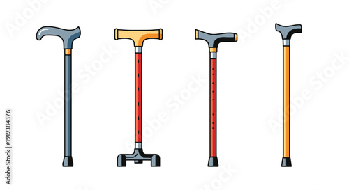 Walking Cane Line soft tone color vector