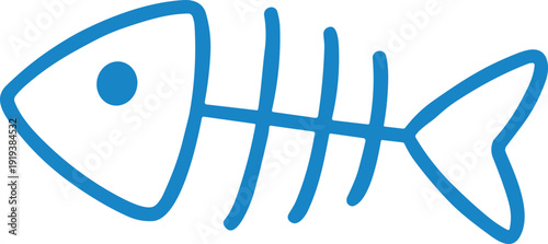 Simple Blue Fish Skeleton Icon