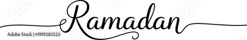 High quality photo of Ramadan continuous line drawing calligraphy isolated on white background