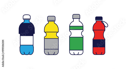 Water Bottle Line shape color vector design