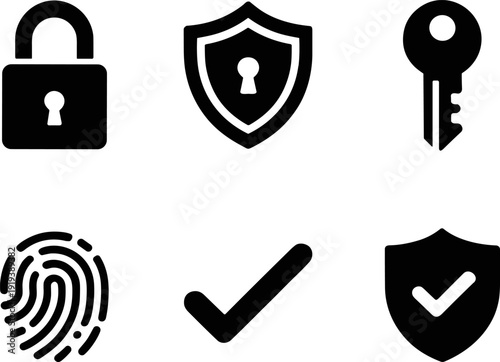 Security and Protection Flat Vector Icon Set