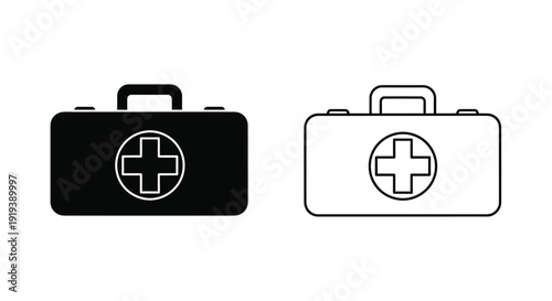 Two medical cases a black filled version and a white outline version