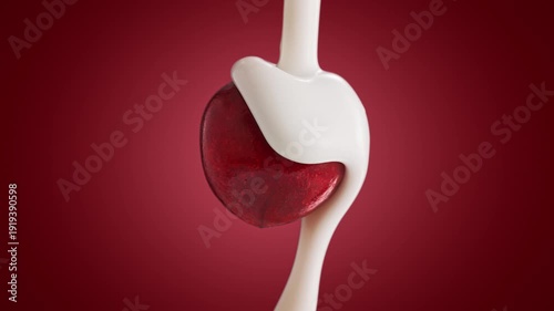 Creamy Yogurt Topping a Wild Cherry on a Deep Red Background in Macro Slow Motion