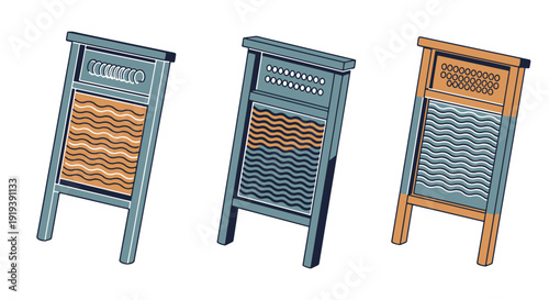 Washboard Line art modern soft tone illustration
