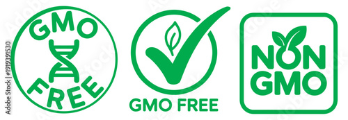 Obraz na plátně Non GMO And GMO Free Green Certification Labels Set, organic certification icons