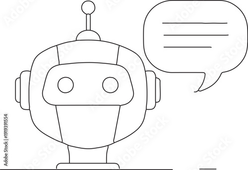 Chatbot icon with speech bubble, symbolizing artificial intelligence and communication in technology and business