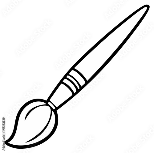 Black and white illustration of an artist paintbrush for art creation