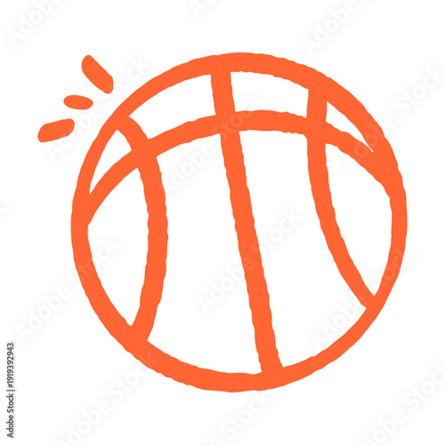 Orange Basketball Outlines. Simple Hand Drawn Sport Icons for Minimalist Coaching Design.