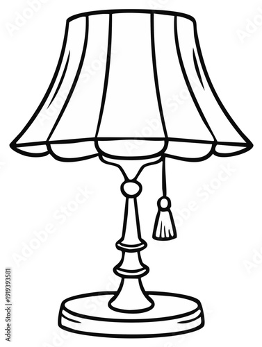 Classic Table Lamp with Decorative Tassel and Scalloped Shade