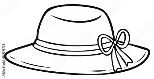 Outline Drawing of a Bow Embellished Hat