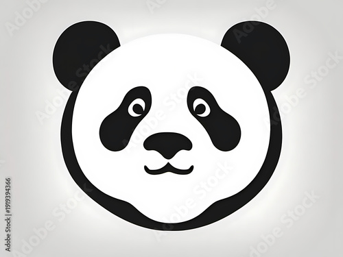 Stylized minimalist panda bear face illustration with black and white contrast