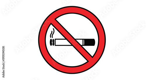 A red circle with a diagonal line through a lit cigarette indicating no smoking