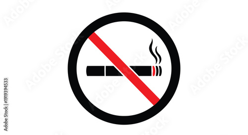 No smoking sign a red circle with a diagonal line and cigarette