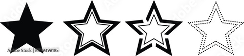 Stylized Star Shapes in Black and White illustration